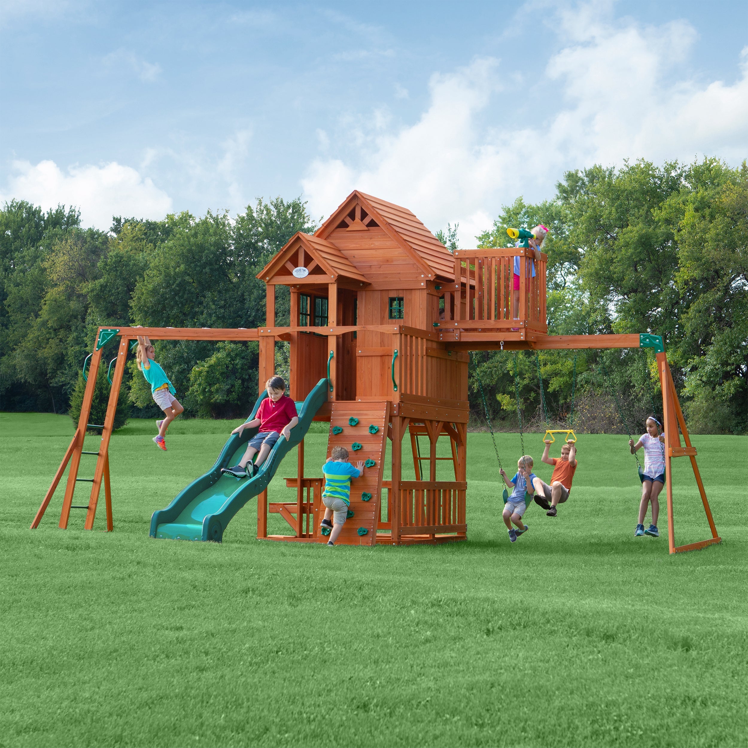 6113D-Skyfort-II-Hero-CC_d3805e29-c520-40f1-a437-982e7c81f2d3 Skyfort II Swing Set - Image 1