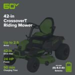 60V 42" Cordless Battery CrossoverT Riding Lawn Mower: (6) 8.0 Ah Batteries and (3) Dual-Port Turbo Chargers - Image 8