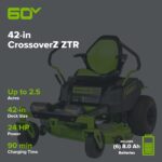 60V 42” Electric CrossoverZ Zero Turn Mower with (6) 8 Ah Batteries and (3) Dual Port Turbo Chargers - Image 2