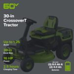 60V 30” CrossoverT Riding Lawn Tractor with (2) 8.0 Ah, (2) 4.0 Ah Batteries & 600-Watt Charger - Image 2