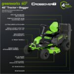 60V 42" Cordless Battery CrossoverT Riding Lawn Mower + Bagger, (6) 8.0 Ah Batteries and (3) Dual-Port Turbo Chargers - Image 2