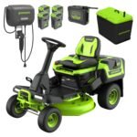 60V 30" CrossoverT Riding Lawn Tractor, Bagger Included, (4) 8.0 Ah (1) 20.0Ah Batteries and 600-Watt Charger