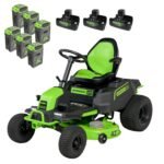 60V 42" Cordless Battery CrossoverT Riding Lawn Mower: (6) 8.0 Ah Batteries and (3) Dual-Port Turbo Chargers