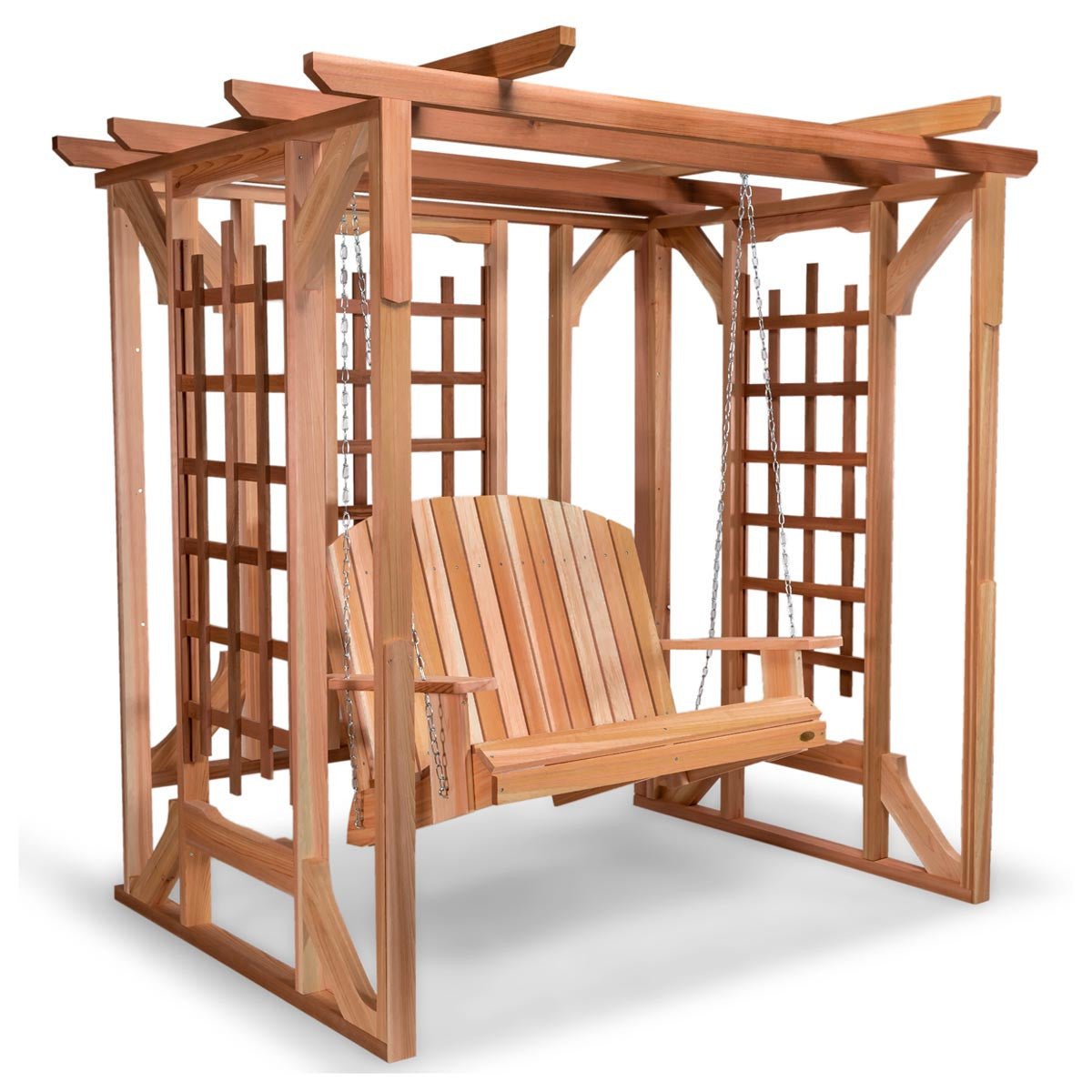 Pergola_Cedar_Arbor_Swing_set_3__86149.1765248965.1280.1280 Cedar Patio Garden Pergola & Hanging Swing Set - Image 1