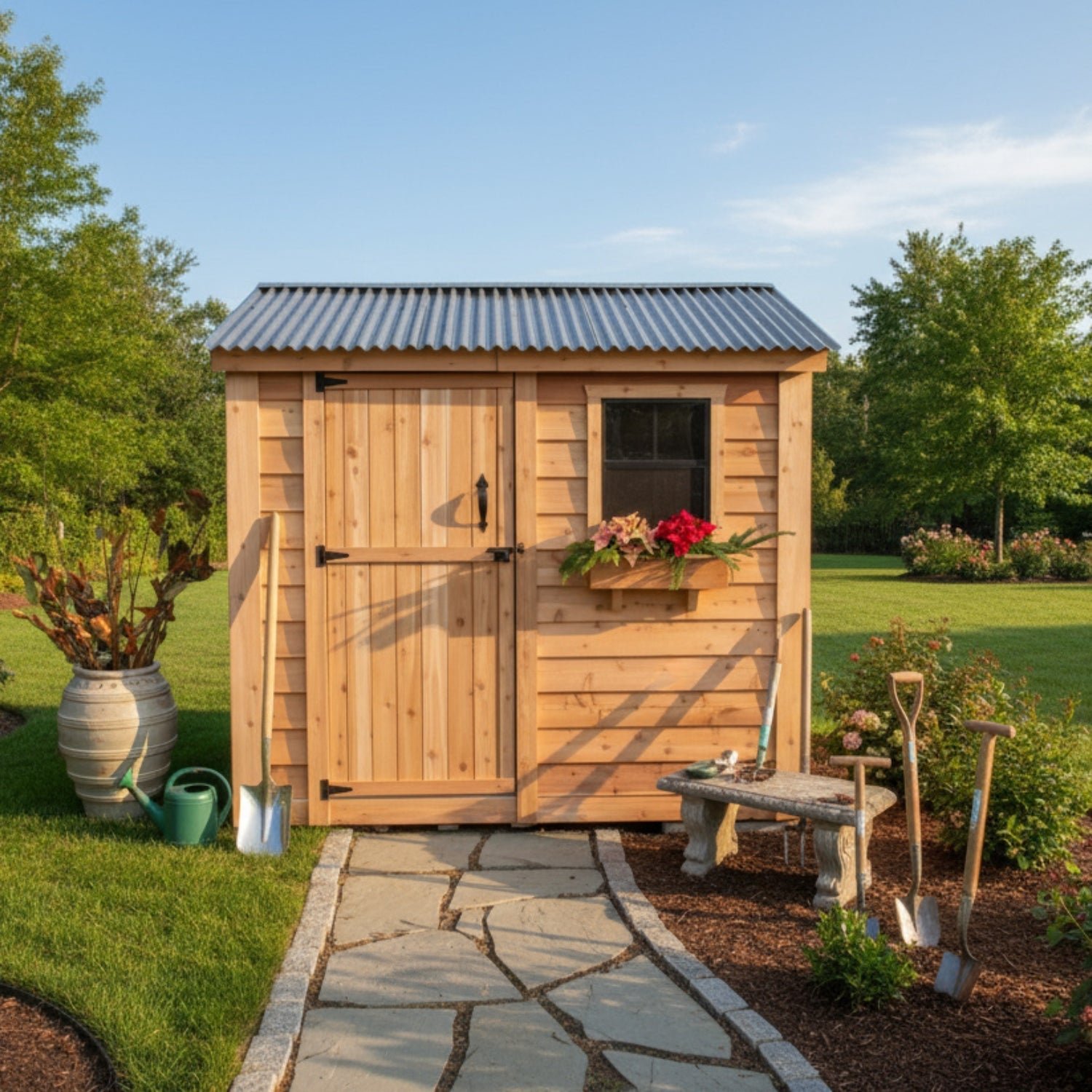 SS84_-_S_METAL_1500_x_1500_px 8' x 4' SpaceSaver Storage Shed - Single Door - Image 1