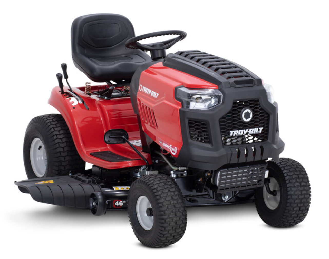 576893b839e35d45a6b6a382d6a43dd2e5762fa487655b6eb9f85a5e22e994b7 Troy-Bilt Bronco 46 Riding Lawn Mower | 547cc | 46" Side-Discharge, Twin-Blade, Steel Cutting Deck | AutoDrive Transmission - Image 1