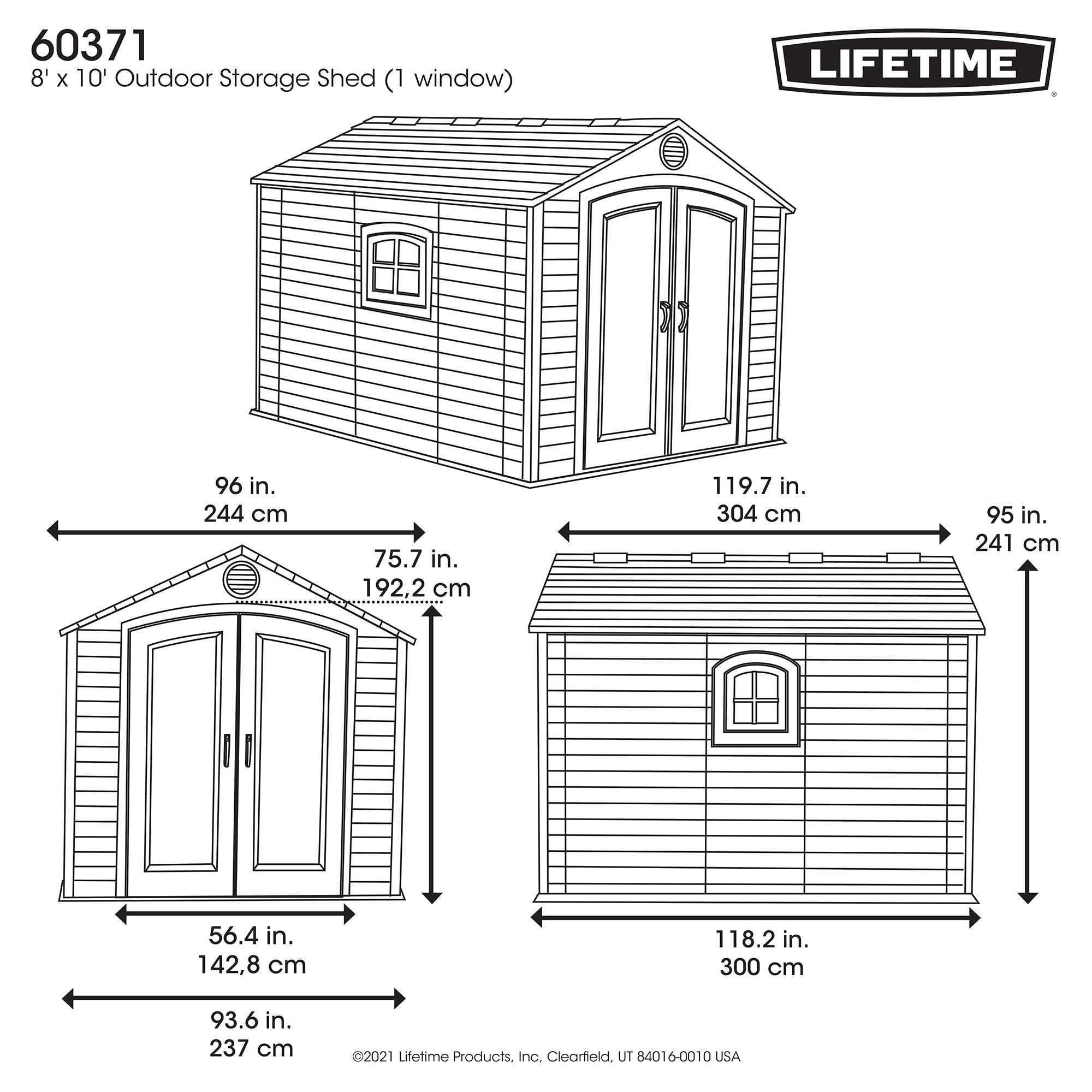 Lifetime 8 Ft. X 10 Ft. Outdoor Storage Shed - 60371 - Image 7