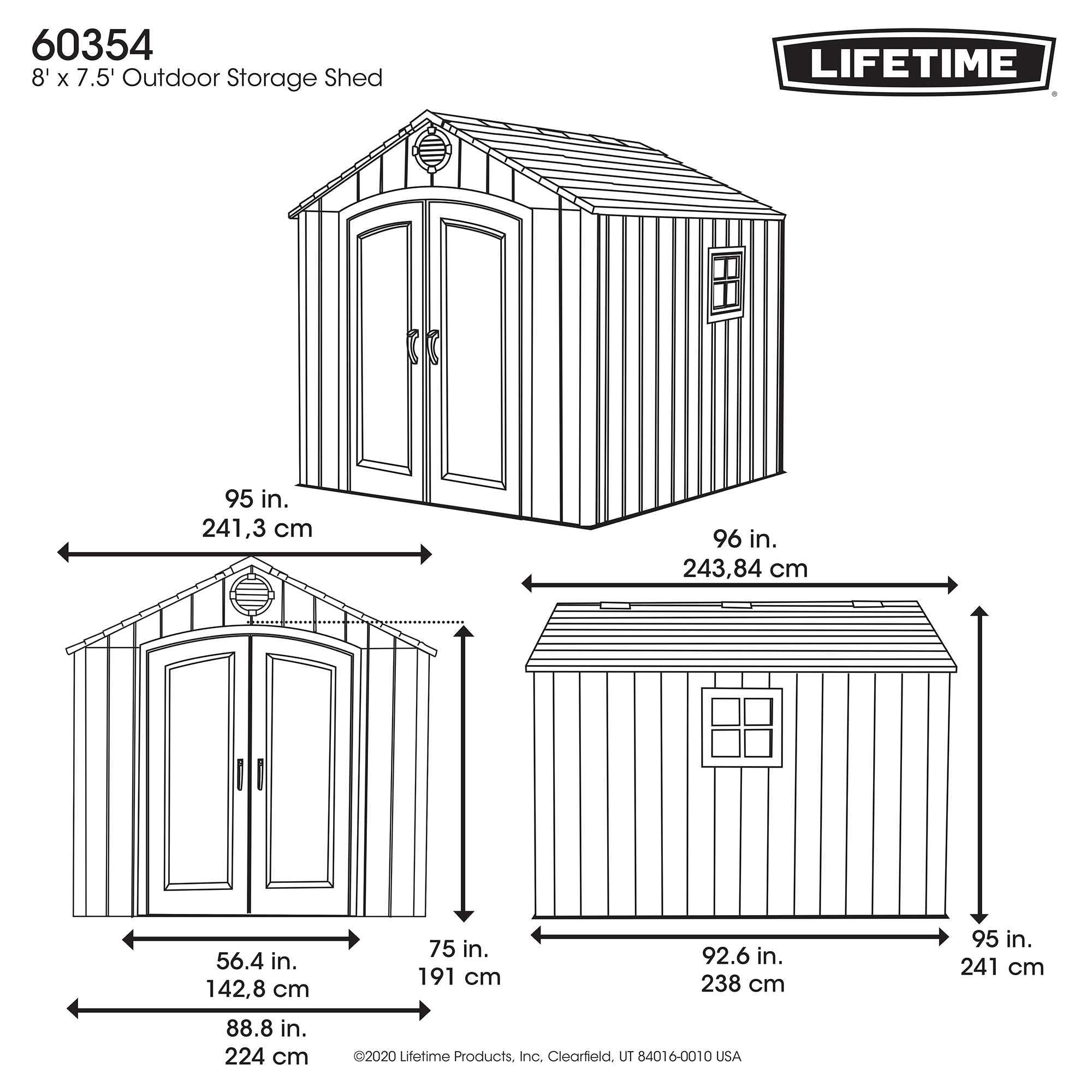 Lifetime 8 Ft. X 7.5 Ft. Outdoor Storage Shed - 60354 - Image 3