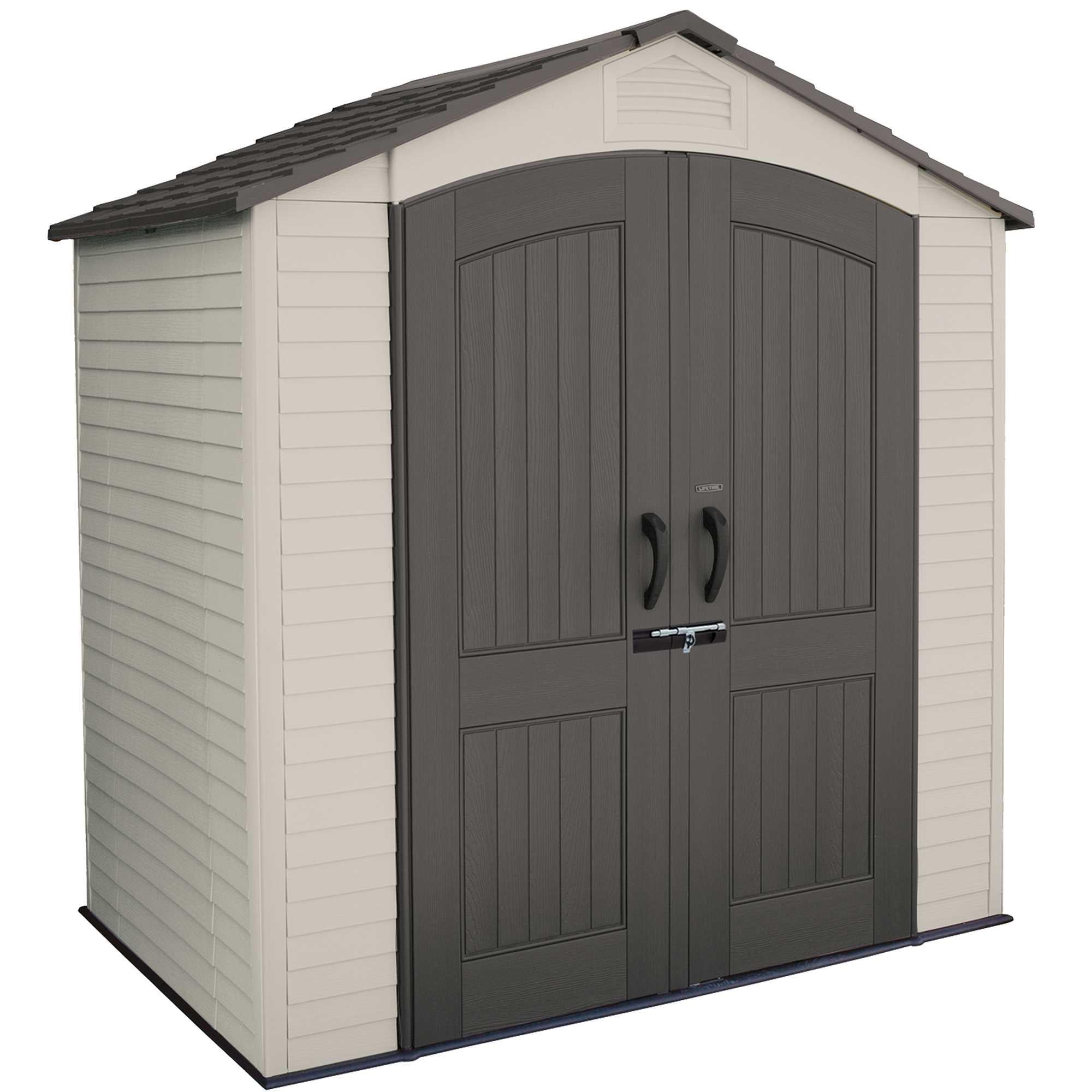Lifetime_7_Ft._X_4.5_Ft._Outdoor_Storage_Shed_-_60057_corner_angle_in_a_white_background Lifetime 7 Ft. X 4.5 Ft. Outdoor Storage Shed - 60057 - Image 1