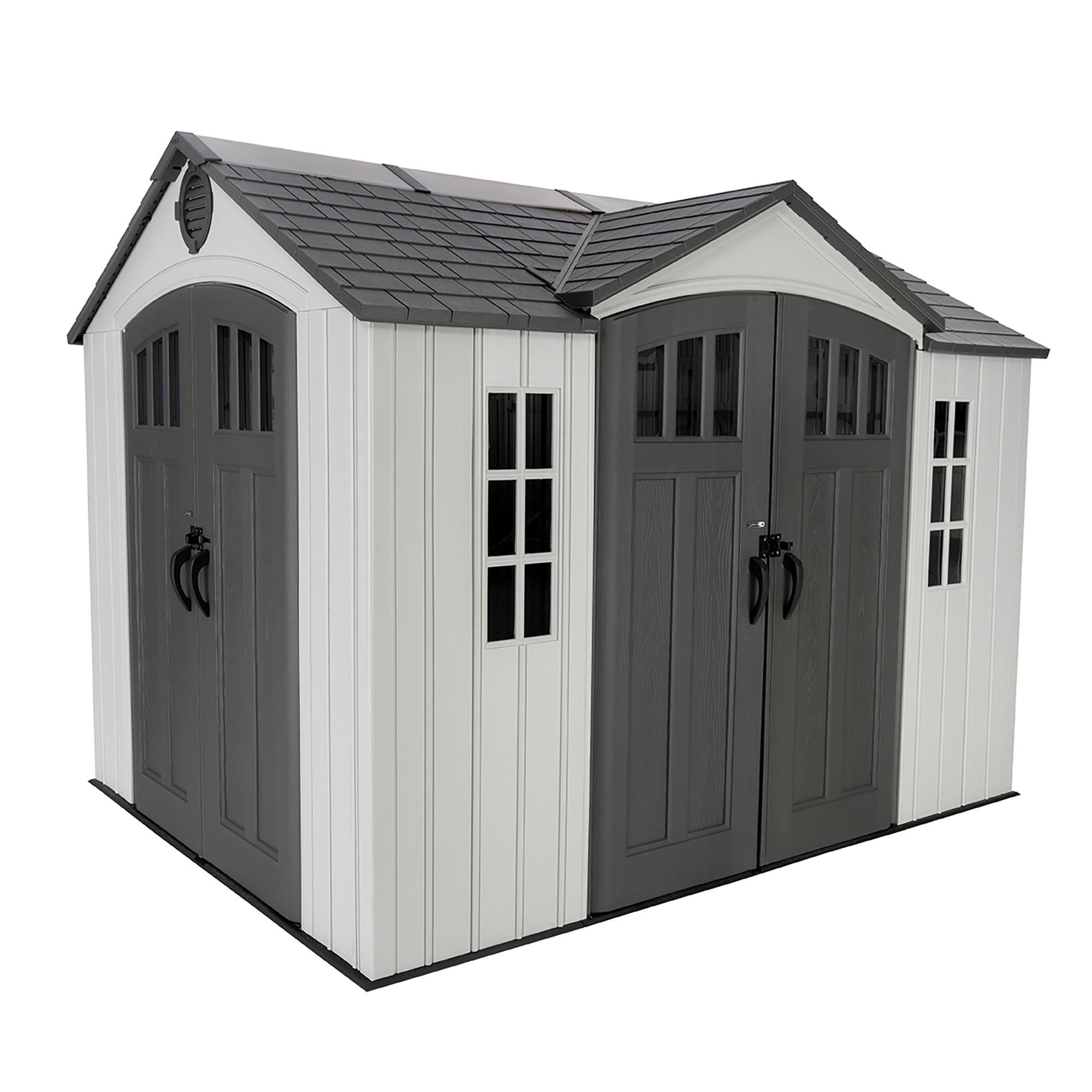 lifetime-10x8-dual-entry-storage-shed-side-angle-1 Lifetime 10 Ft. X 8 Ft. Dual Entry Outdoor Storage Shed - 60467 - Image 1